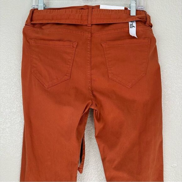 NWT Kensie Jeans Orange High Rise Tie Belt Straight Leg, Sz 4/27 - Picture 6 of 12